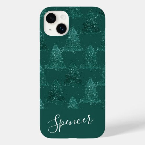 Moody Tree Pattern  Dark Midnight Teal Custom Case_Mate iPhone 14 Plus Case