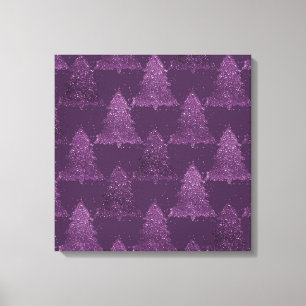 Moody Tree Pattern Deep Plum Purple Christmas Canvas Print