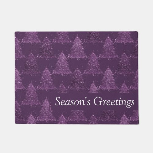 Moody Tree Pattern  Deep Plum Purple Christmas Doormat