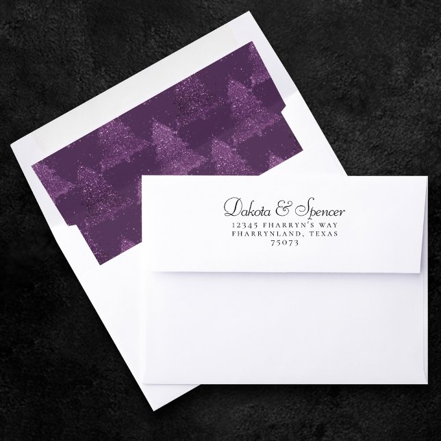 Moody Tree Pattern | Deep Plum Purple Christmas Envelope Liner (Creator Uploaded)