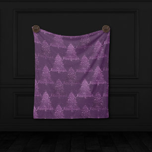 Moody Tree Pattern   Deep Plum Purple Christmas Fleece Blanket
