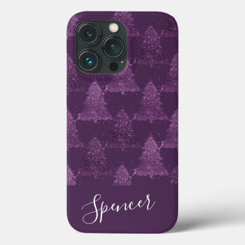 Moody Tree Pattern  Deep Plum Purple Custom iPhone 13 Pro Case