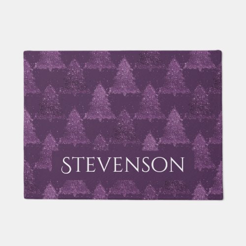 Moody Tree Pattern  Deep Plum Purple Custom Doormat