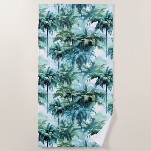 Moody Tropical Jungle Palm Trees Beach Towel