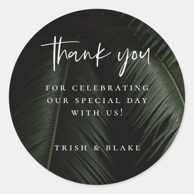 Moody Tropics Thank You Classic Round Sticker (Front)