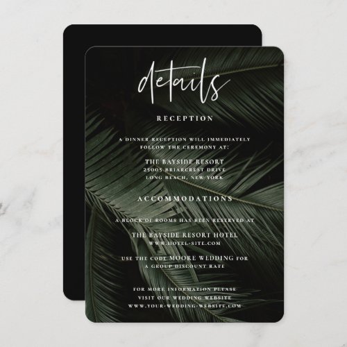 Moody Tropics Wedding Details Enclosure Card