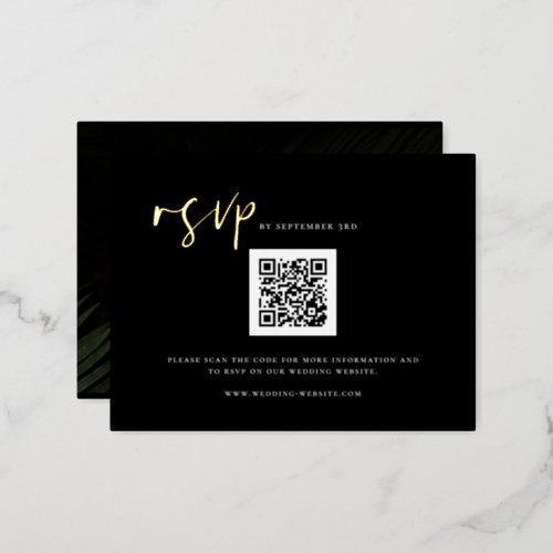 Moody Tropics Wedding QR Code RSVP Foil Card