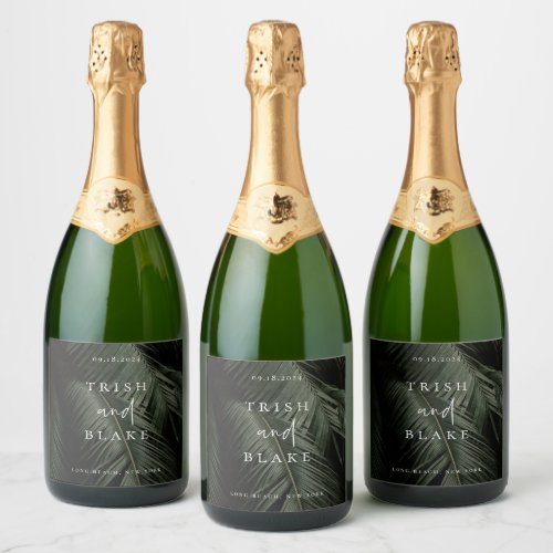 Moody Tropics Wedding Sparkling Wine Label