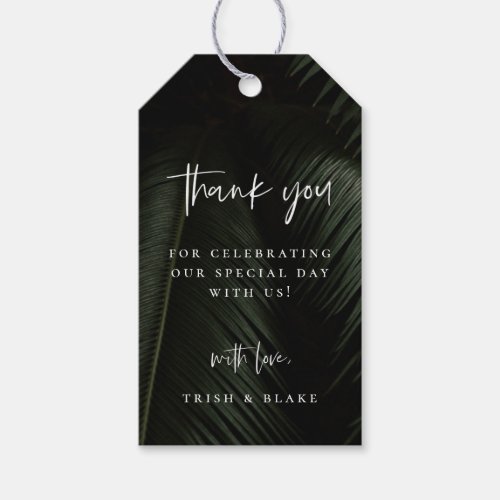 Moody Tropics Wedding Thank You Gift Tags