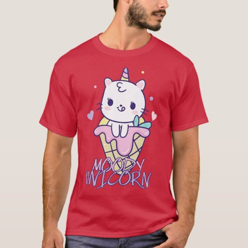 Moody unicorn Cute little unicorn in an ice cream  T_Shirt