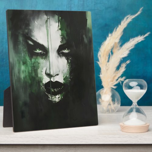 Moody Vampire Woman Black Green Art Picture Plaque