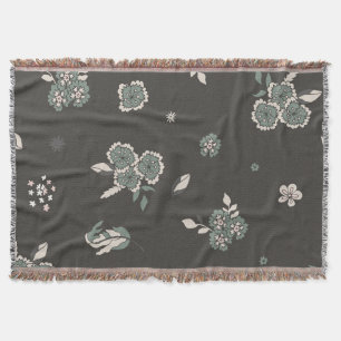 Moody Vintage Floral Botanical Pattern in Soft Sag Throw Blanket