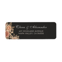 Moody Vintage Floral Dark Return Address Labels
