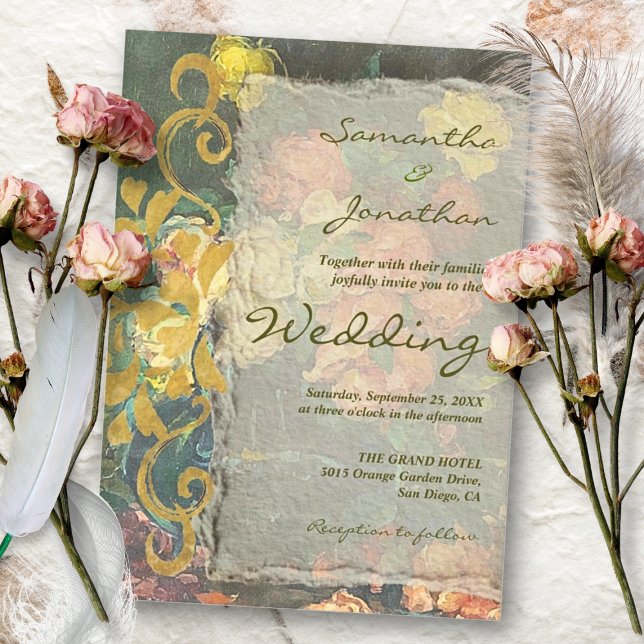 Moody Vintage Floral Rococo Revival Wedding  Invitation (Creator Uploaded)