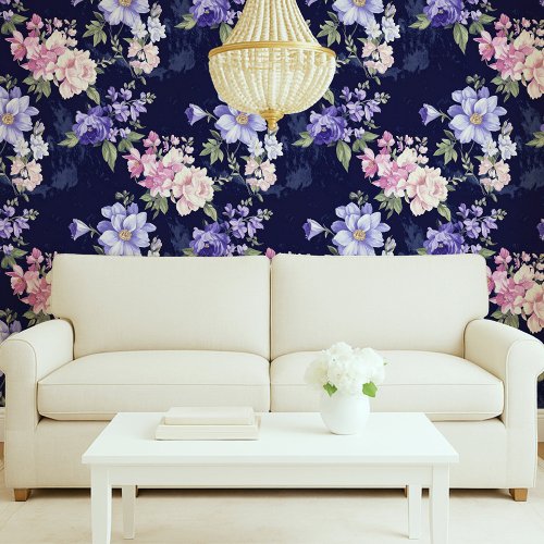 Moody Vintage French Garden Watercolor Floral Wallpaper