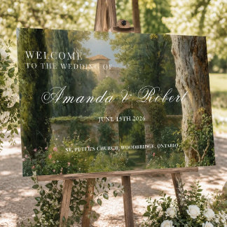 Moody Vintage Landscape Forest Wedding Welcome Sig Foam Board
