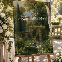 Moody Vintage Landscape Forest Wedding Welcome Sig
