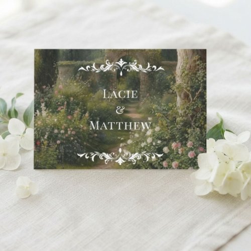 Moody Vintage Landscape Wedding Thank You Card