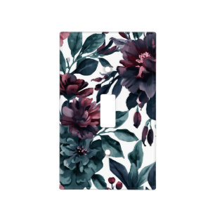 Moody Watercolor Botanical Blooms Floral Light Switch Cover