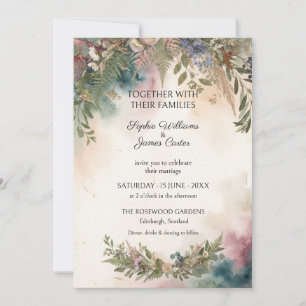 Moody Watercolor Fern Wedding Invitation