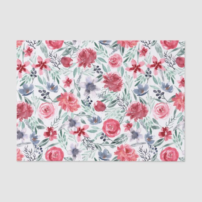 Moody Watercolor Florals Tissue Paper (Front)