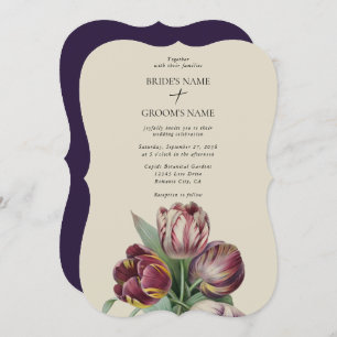 Moody Watercolor Purple Tulips Wedding Classic Invitation