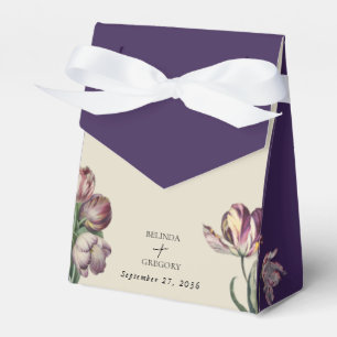 Moody Watercolor Purple Tulips Wedding Favor Favor Boxes