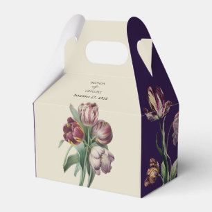 Moody Watercolor Purple Tulips Wedding Favor Favor Boxes