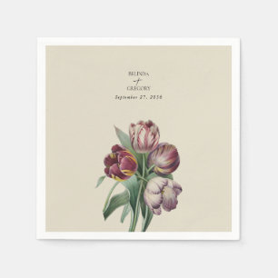Moody Watercolor Purple Tulips Wedding Gift Napkins