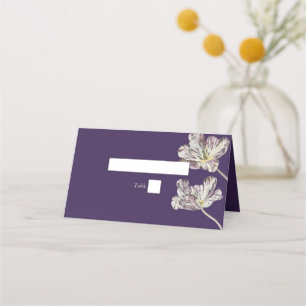Moody Watercolor Purple Tulips Wedding Name Place Card