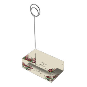 Moody Watercolor Purple Tulips Wedding Table Place Card Holder