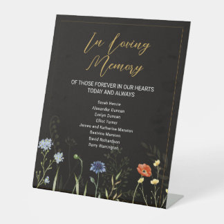 Moody Wildflower Boho Botanical In Loving Memory Pedestal Sign