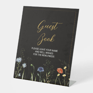 Moody Wildflower Boho Botanical In Loving Memory Pedestal Sign