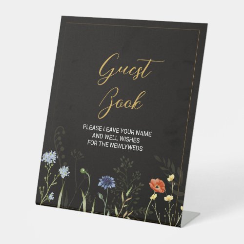 Moody Wildflower Boho Botanical In Loving Memory Pedestal Sign