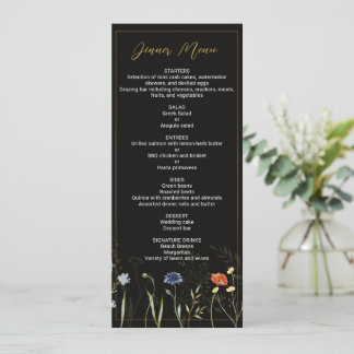 Moody Wildflower Boho Botanical Menu Invitation