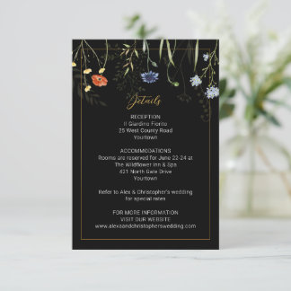 Moody Wildflower Boho Botanical Reception Insert Invitation