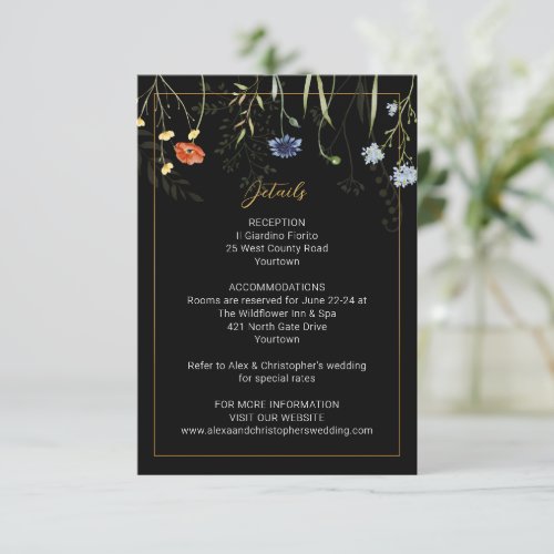 Moody Wildflower Boho Botanical Reception Insert Invitation