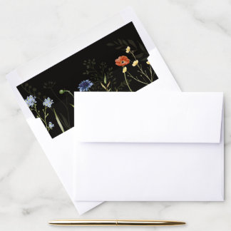 Moody Wildflower Boho Botanical Wedding Envelope Liner