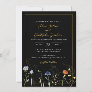 Moody Wildflower Boho Botanical Wedding Invitation
