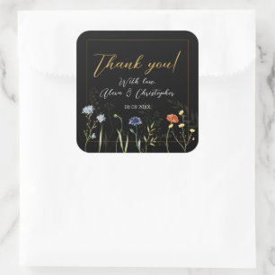 Moody Wildflower Boho Botanical Wedding Square Sticker