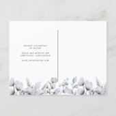 Moody Winter Blue Floral Save The Date Postcard (Back)