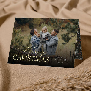 Moody Winter Botanical Horizontal Photo Folded Foil Holiday Card