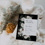 Moody Winter Floral Bridal Shower Invitation<br><div class="desc">Introducing our stunning moody winter floral bridal shower invitation, featuring a beautiful floral frame made of bouquets with white roses and winter greenery, pine cones and eucalyptus on a black background. This elegant invitation is the perfect way to invite your guests to celebrate the upcoming wedding with the bride-to-be. The...</div>