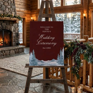 Moody Winter Mountain Wedding Ceremony Welcome Foam Board