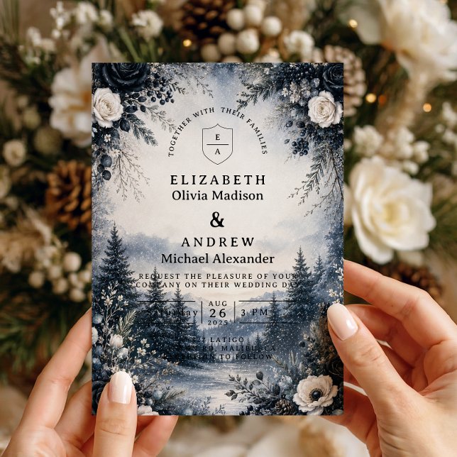Moody Winter Wedding Elegance Invitation (Creator Uploaded)
