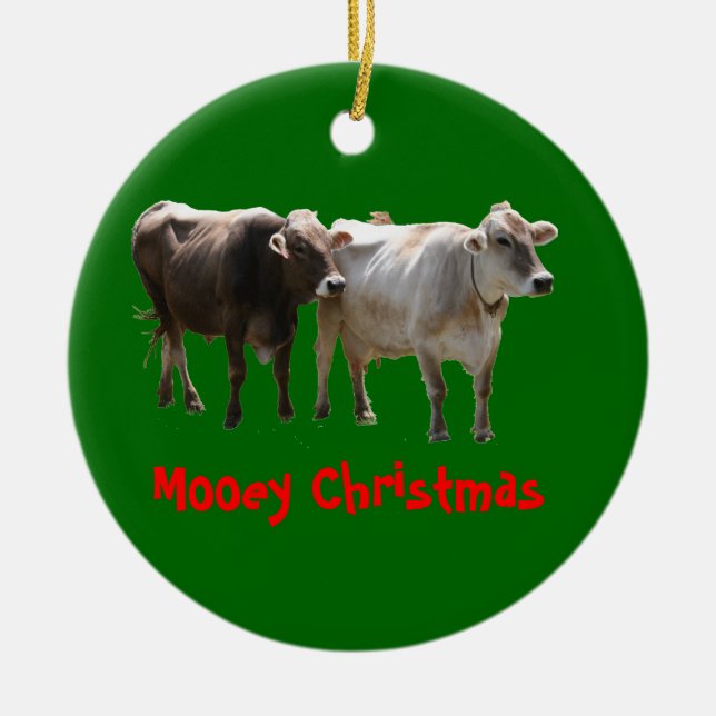 Mooey Christmas Ceramic Ornament (Front)