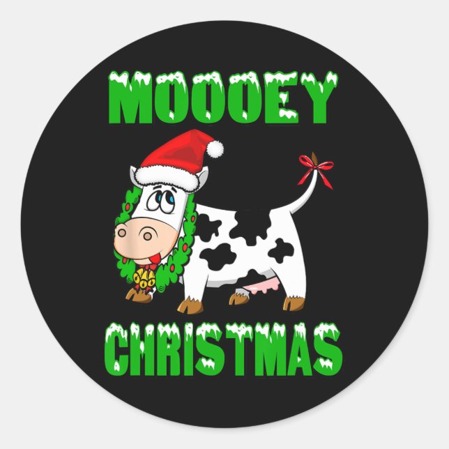 Mooey Christmas - Christmas Cow  Classic Round Sticker (Front)