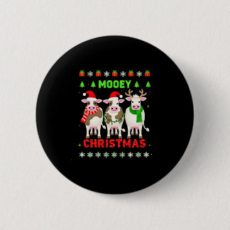 Mooey Christmas Cow Christmas Ugly Sweater Pajama  Button