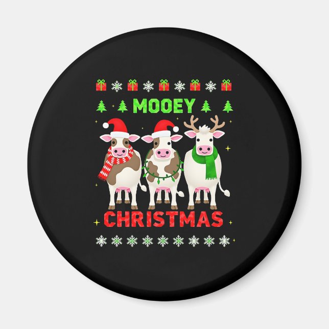 Mooey Christmas Cow Christmas Ugly Sweater Pajama  Magnet (Front)