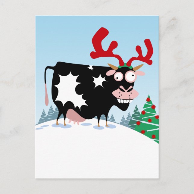 Mooey Christmas Cow Holiday Postcard (Front)